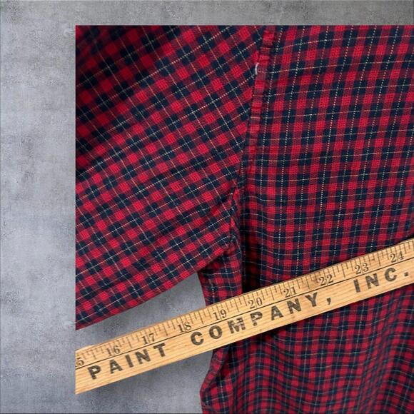 Old Navy Button Down Shirt Size M Blue Red Plaid Long Sleeve - Picture 4 of 5